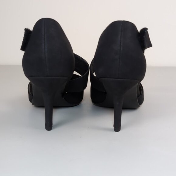 3/$20 George Asymmetric Pointed Heels Elegant Black Faux Suede Cushioned Shoes - Picture 7 of 13